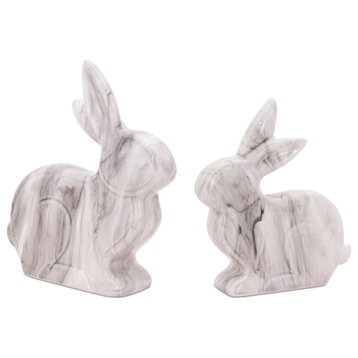 Marble Print Rabbit Decor, 2-Piece Set