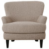 Gerald Boucle Upholstered Club Chair and Ottoman Set, Warm Stone Gray/Matte Black