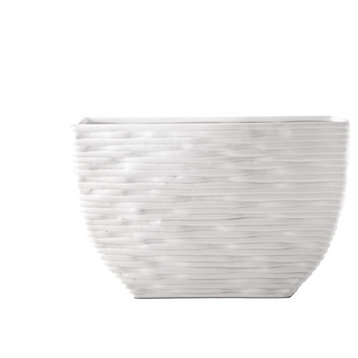 Ceramic Low Vase with Seamless Pattern Design Body Matte White Finish