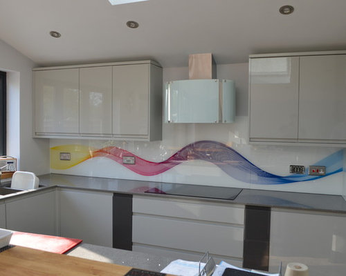 Custom Printed Waves Design Glass Splashback Custom Printed Waves Design Glass Splashback