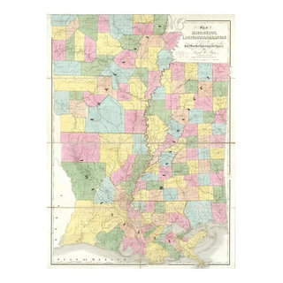 Arkansas, Louisiana and Mississippi 1883 Map 16x24 Inch / Fine Art Paper /  Black