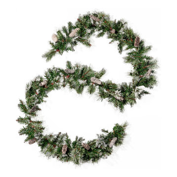 9' Mixed Spruce LED Artificial Christmas Garland, Green