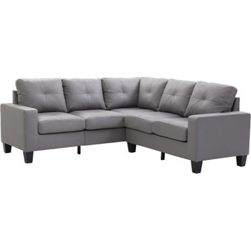 Glory Furniture Newbury Faux Leather Sectional in Gray