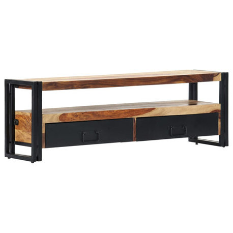 vidaXL TV Cabinet Natural wood color, black