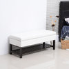 HomCom 44" Tufted Faux Leather Ottoman Storage Bench With Shoe Rack - White