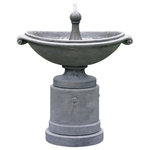 Campania International - Medici Ellipse Garden Water Fountain - Sophisticated and elegant, the Medici Ellipse Garden Water Fountain features a large deep basin that sits on top of an oversized round pedestal. The water bubbles out of the top of the finial and drops into the basin, creating an Italian-like atmosphere to make an ordinary outdoor space into a sophisticated one.