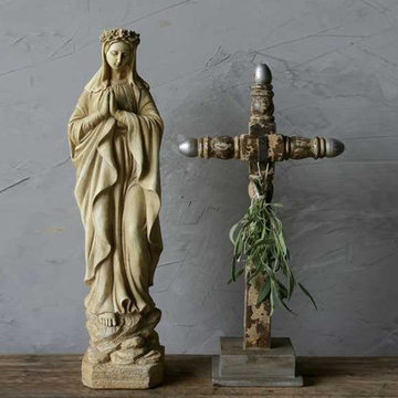 Tall Hand Carved Wood Cross With Hook