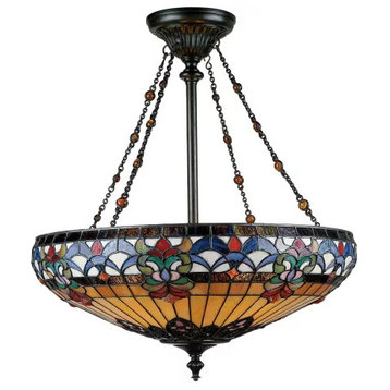 4 Light Tiffany Bowl Pendant Chandelier - Tiffany Lighting - Tiffany-Pendants