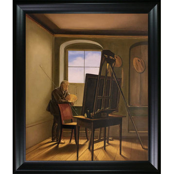 La Pastiche Caspar David Friedrich in Studio with Black Matte Frame, 25" x 29"