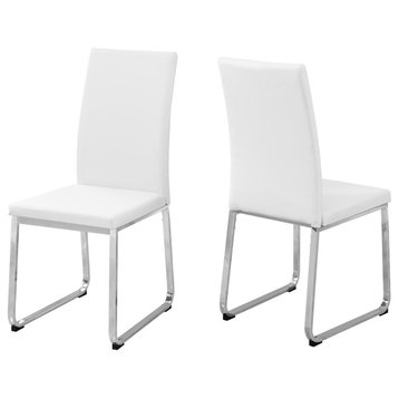 HomeRoots 39.5" x 34" x 76" White Foam Metal Leather Look Dining Chairs 2pcs