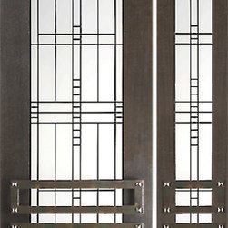 Prehung Prehung 2-1/4" Thick Mahogany Door Sidelite Matte Glass Iron Work - Front Doors