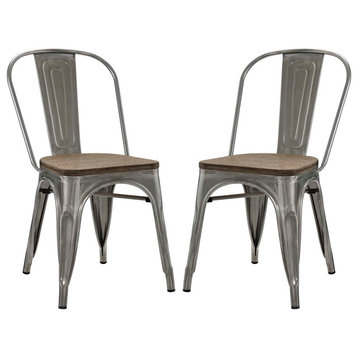 Promenade Dining Side Chairs Steel Set of 2, Gunmetal
