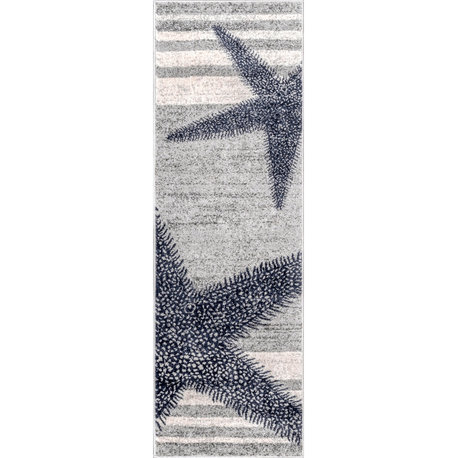 Nuloom Thomas Paul Starfish Coastal Area Rug, Grey 2'8"x10'