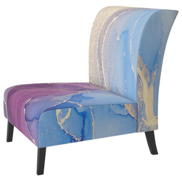 Blue & Pink Marble Fluid Art Chair, Slipper Chair