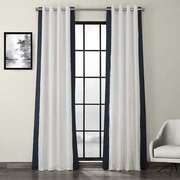 Grommet Vertical Colorblock Curtain Single Panel, Popcorn and Navy, 50"x96"