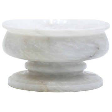 Polished Marble Bathroom Soap Dish, Alabaster White