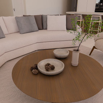 Warm Contemporary Living Room with Curved Sofa - Seafaring