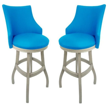 Home Square 34" Wood Extra Tall Bar Stool in Carolina Blue - Set of 2