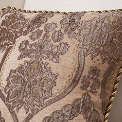 Fabric decorative pillow - chocolate color floral pattern - Decorative Pillows