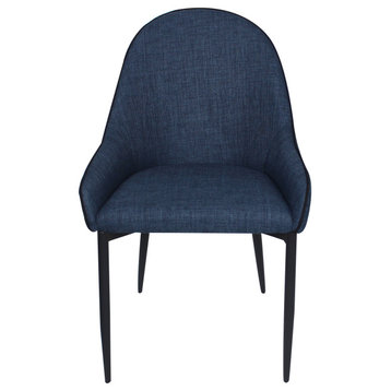 21.5 Inch Dining Chair Dark Blue (Set of 2) Blue Modern