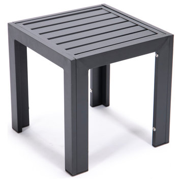 LeisureMod Chelsea Aluminum Weather Resistant Patio Side Table, Black