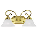 Livex Lighting - Livex Lighting 6102-02 Coronado - Two Light Bath Bar - Canopy Included.  Shade IncludeCoronado Two Light B Polished Brass White *UL Approved: YES Energy Star Qualified: n/a ADA Certified: n/a  *Number of Lights: Lamp: 2-*Wattage:100w Medium Base bulb(s) *Bulb Included:No *Bulb Type:Medium Base *Finish Type:Polished Brass