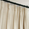Pleated Blackout Velvet Curtain Single Panel, Alabaster Beige, 25"x108"