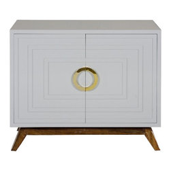 Worlds Away Bernard Grey Lacquer Cabinet - Kitchen Cabinetry
