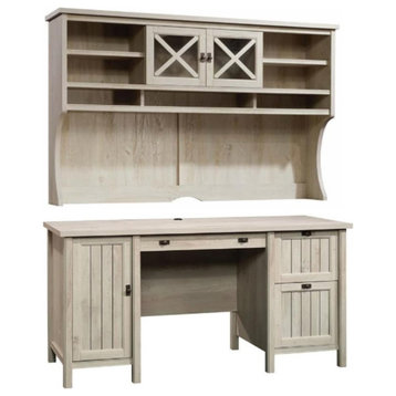 Home Square 2-Piece Set with Computer Desk & Large Hutch in Chalked Chestnut