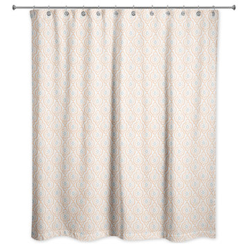 Orange Quatre on White 71x74 Shower Curtain