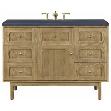 48" Oak Floating Single Sink Bathroom Vanity Charcoal Quartz, James Martin