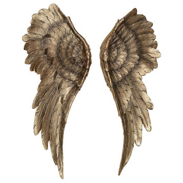 2 Piece Angel Wing Relief Wall Decor, 21.75 Inches