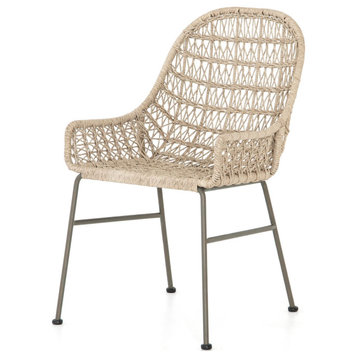 Bandera Vintage White Finish Outdoor Woven Dining Chair Set Of 2