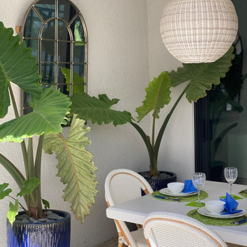 Garden mirrors serve to elongate a space.