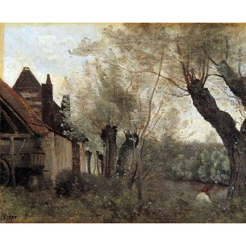 Jean-Baptiste-Camille Corot Willows and Farmhouses Wall Decal