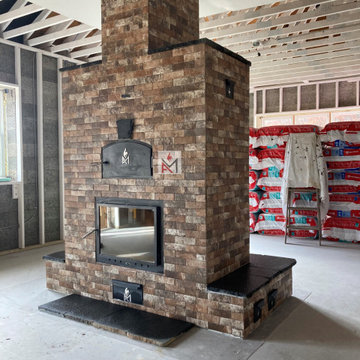 West Viriginia See Thru A-Train Masonry Heater Bake Oven Heated Benches Tile