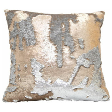 Angelo Sequin Pillow, Gold and Silver, 20"x20"