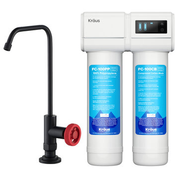 Purita 2-Stage Carbon Water Filtration with Beverage Filter Faucet, Fs-1000 With Ff-101mbrd