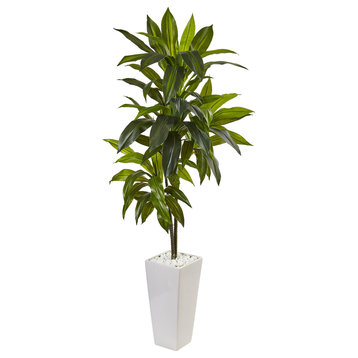 3' Dracaena Artificial Plant in White Tower Planter