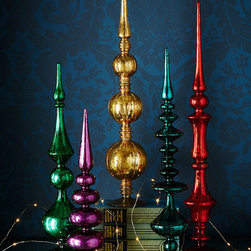 Five Colored Glass Finials - Christmas Ornaments