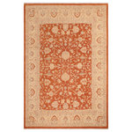 Bareens Designer Rugs - Bohemien Ziegler Ericka Rust Beige Hand-Knotted Wool Rug - 8'0'' x 9'10'' - Enhance the ambiance of your home with this magnificent Persian-influenced Turkish hand-knotted rug made by skilled artisans capable of creating the most exceptional vegetable dyes and hand-spun wool. This exquisite handmade rug is a one-of-a-kind Peshawar Kafkaz, otherwise identified as Chobi, Chobi Peshawar, Oushak, or Ziegler rug. These handmade rugs are crafted in Pakistan utilizing superior-quality wool imported from Australia, New Zealand, and Korea in two types of weaves: the Persian weave and the Mori weave. This rug is meticulously crafted by hand using the finest natural vegetable dyes extracted from local plants. The artisans use a blend of hand-spun local and fine merino wool, resulting in a rug with a compelling texture, higher lanolin content, and longer staple. The artisans occasionally incorporate natural or artificial silk into the pile to enhance specific motifs. The finished product is an awe-inspiring execution of flawless design and an understated palette that exudes elegance.