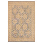 Bareens Designer Rugs - Oriental Ziegler Tova Blue Beige Hand-Knotted Wool Rug - 9'10'' x 13'8'' - Enhance the ambiance of your home with this magnificent Persian-influenced Turkish hand-knotted rug made by skilled artisans capable of creating the most exceptional vegetable dyes and hand-spun wool. This exquisite handmade rug is a one-of-a-kind Peshawar Kafkaz, otherwise identified as Chobi, Chobi Peshawar, Oushak, or Ziegler rug. These handmade rugs are crafted in Pakistan utilizing superior-quality wool imported from Australia, New Zealand, and Korea in two types of weaves: the Persian weave and the Mori weave. This rug is meticulously crafted by hand using the finest natural vegetable dyes extracted from local plants. The artisans use a blend of hand-spun local and fine merino wool, resulting in a rug with a compelling texture, higher lanolin content, and longer staple. The artisans occasionally incorporate natural or artificial silk into the pile to enhance specific motifs. The finished product is an awe-inspiring execution of flawless design and an understated palette that exudes elegance.