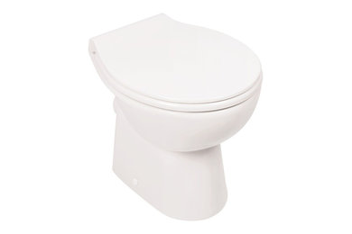 Spülrandloses Stand-WC mit WC-Sitz in Weiß