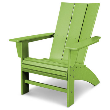 Polywood Modern Curveback Adirondack Chair, Lime