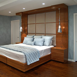 Contemporary built-in cherry bed and headboard - Beds