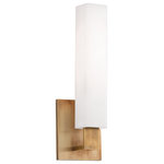 Hudson Valley - Hudson Valley Livingston 1-Light Bath Bracket, Aged Brass - A square skyscraper of glowing glass sits atop the crisply angled arm of the Livingston bath sconce. We complete the sophisticated metropolitan look with a sleek square backplate.