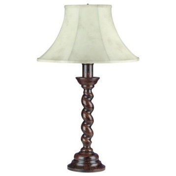 Table Lamp TRADITIONAL Lodge Rope Twist 1-Light Chestnut Resin Shades