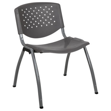 HERCULES Series 880 lb. Capacity Gray Plastic Stack Chair with Titanium Gray...