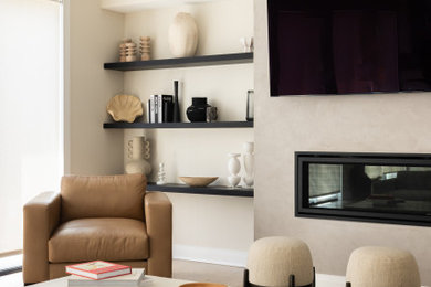 Transitional wall paneling living room photo in New York