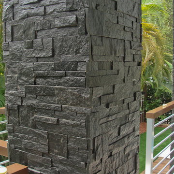 Pillars with Royal Black Natural Stone Panels